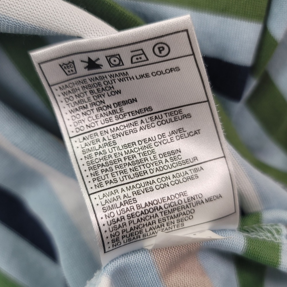 Nike Tiger Woods Collection Polo Shirt Mens XXL Blue Green Striped Golf TW Logo - Picture 6 of 10